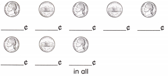McGraw Hill My Math Grade 1 Chapter 5 Lesson 9 Answer Key Count by Fives Using Nickels 9