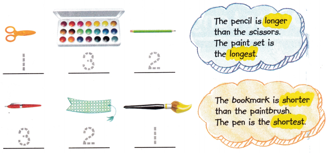 McGraw Hill My Math Grade 1 Chapter 8 Lesson 2 Answer Key Compare and Order Lengths 2