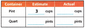 McGraw Hill My Math Grade 5 Chapter 11 Lesson 6 Answer Key Estimate and Measure Capacity qe1