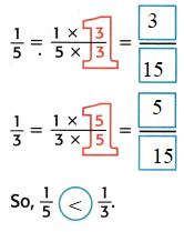 McGraw Hill My Math Grade 5 Chapter 8 Lesson 6 Answer Key Compare Fractions img 1
