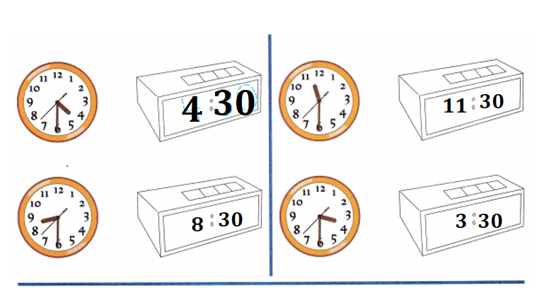 Spectrum-Math-Grade-1-Chapter-5-Lesson-5.2-Telling-Time-to-the-Half-Hour-Answers-Key-Write the time for each clock-9