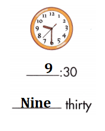 Spectrum-Math-Grade-1-Chapter-5-Posttest-Answers-Key-Write the time for each clock-1