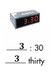 Spectrum-Math-Grade-1-Chapter-5-Pretest-Answers-Key-Write the time for each clock-2