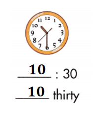 Spectrum-Math-Grade-1-Chapter-5-Pretest-Answers-Key-Write the time for each clock-3